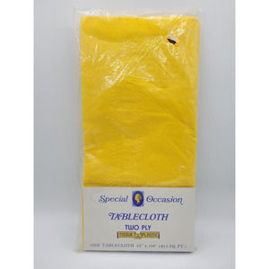 Vintage Special Occasions Tablecover 2 Ply Yellow 54 x 108 New in Package.